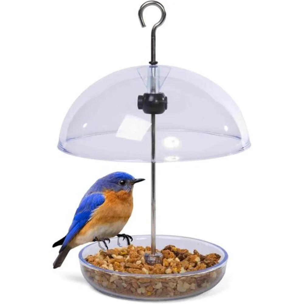 Dome Bird Feeder for Bluebird and Chickadees,Perfect for Mealworm Bird Feeder